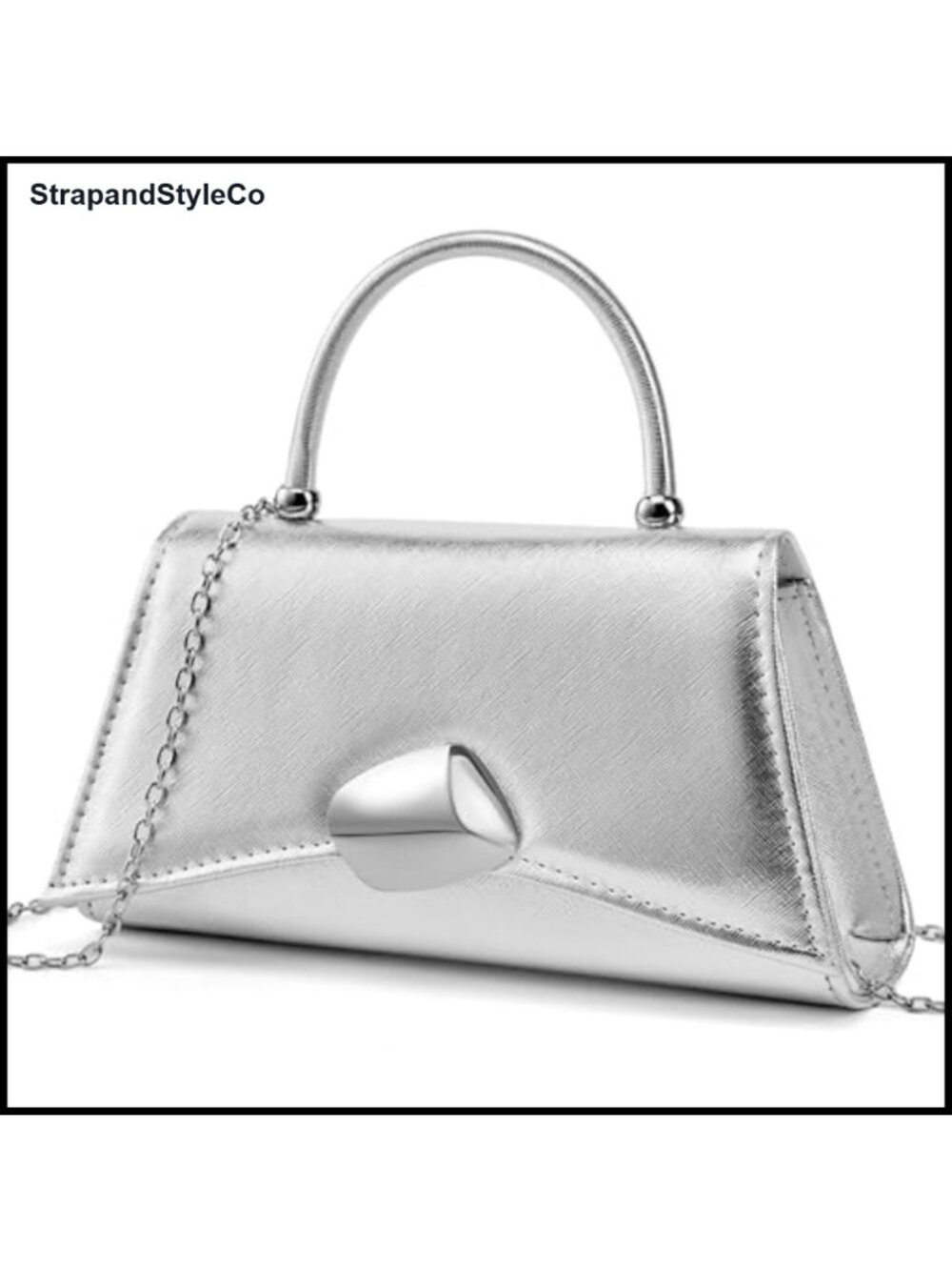 PU Leather Evening Clutch Purse Trapezoid Top Handle Party Bag Women